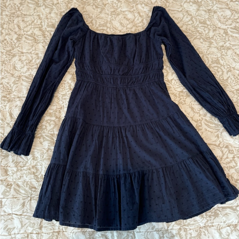 Altar D State Mini Blue Dress Long Sleeve off shoulder Small great condition